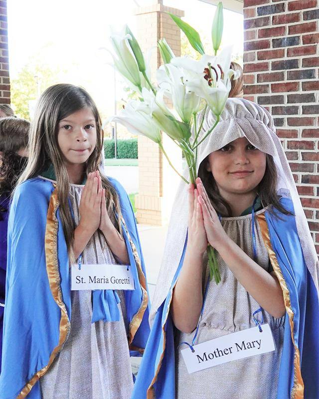 Each year, as part of their First Holy Communion Sacrament preparation, the students come to school dressed as a saint.