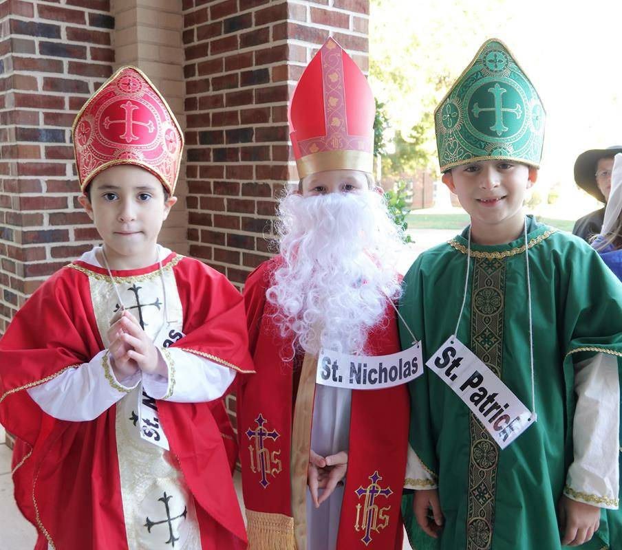 But it is more than a costume project, the children also research their saint, learn about their saint, and then come to a special All Saints Day votive Mass to complete the project.