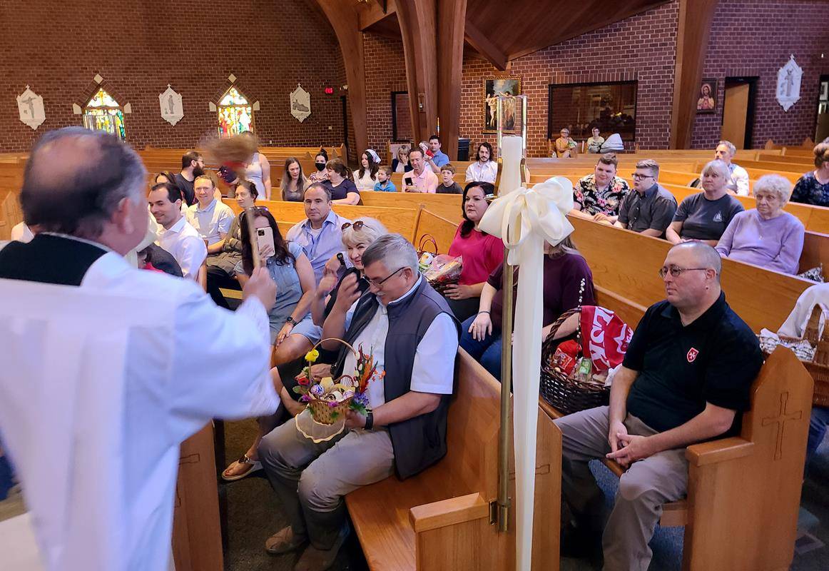 Polish Easter basket blessing.