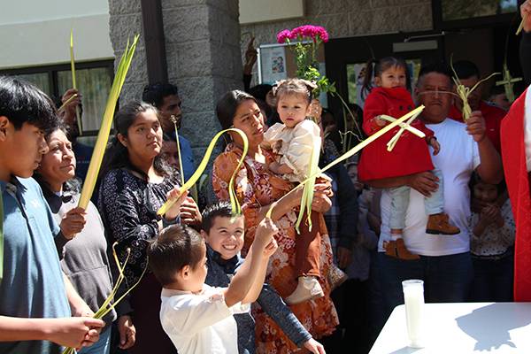 Palm Sunday procession at Holy Angels Church in Mount Airy. (Sergio Garcia)