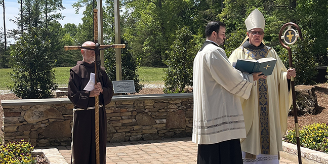 Bishop Martin blesses St. Francis Springs columbarium